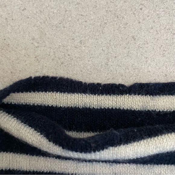 Comme des Garçons Blue White Stripe Long Sleeve Fitted Sweater Top Boat Neck - Picture 6 of 8